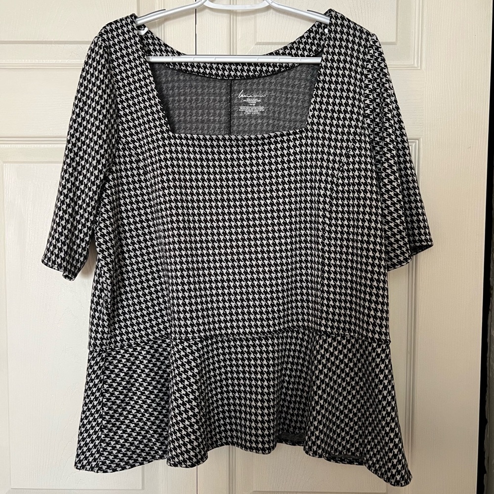Lane Bryant Houndstooth Peplum Top